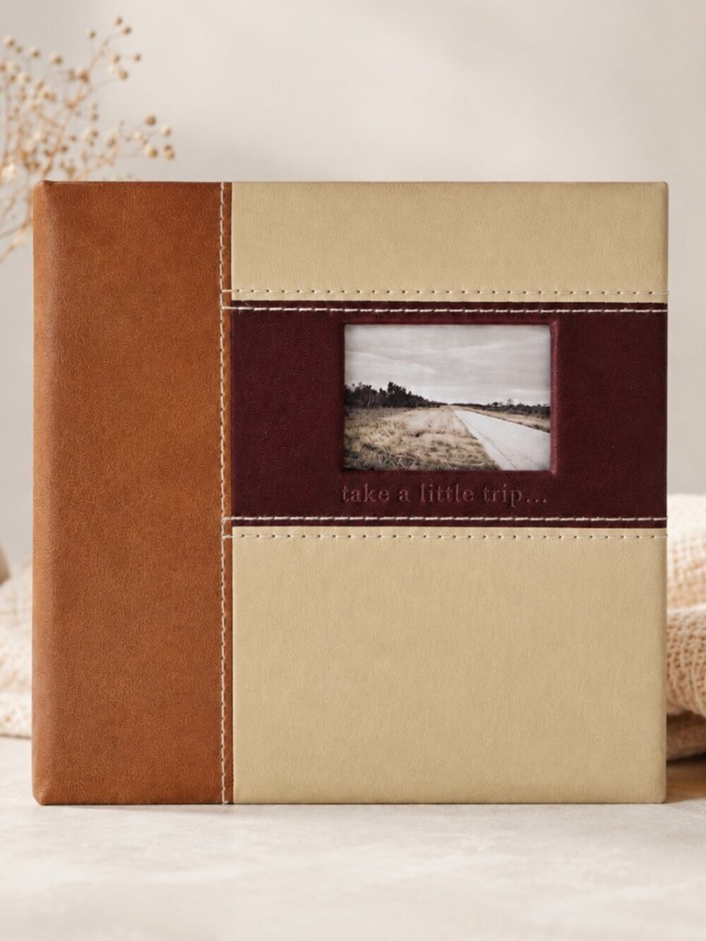 Horizon Tan Photo Album Holds 50 Photos “Take a Little Trip” Travel Theme